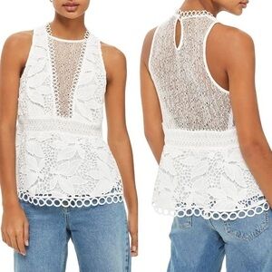 Ina White Lace Peplum Top